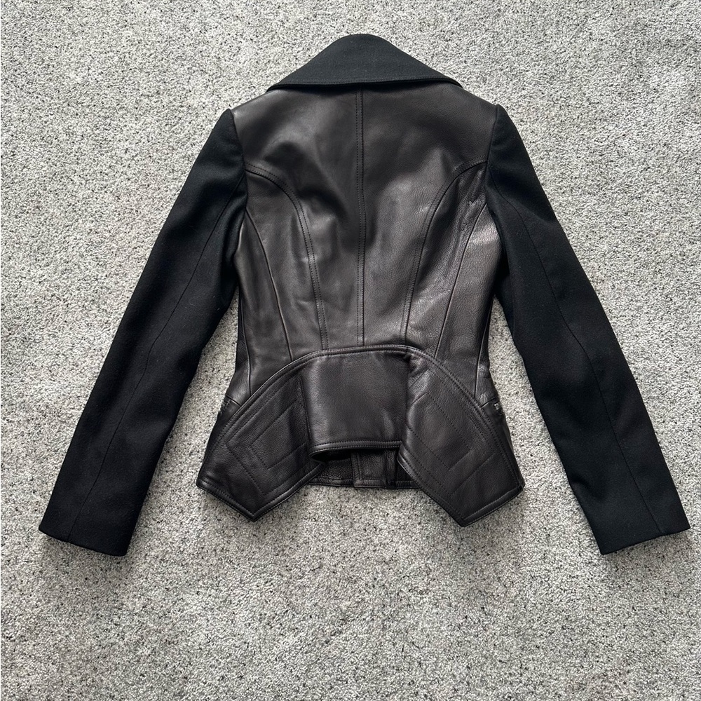 Alexander McQueen wool and leather moto peplum jacket 42 small 🖤💀🖤 - Picture 2 of 16